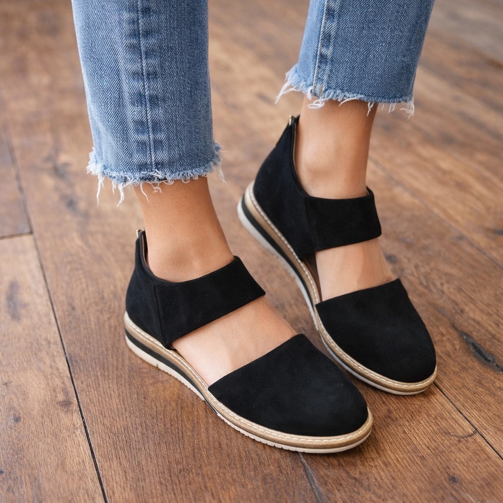 Adam Tucker Black Suede Flats